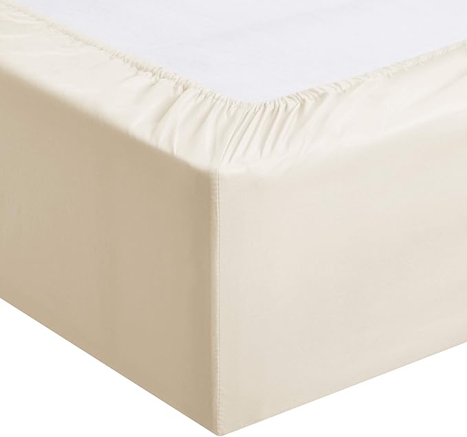 Amazon Basics Lightweight Super Soft Easy Care Wrinkle Free Microfiber 3 Piece Bed Sheet Set with 14-Inch Deep Pockets, Twin, Beige, Solid, Kids, Men & Women Bedding AmazonBasics