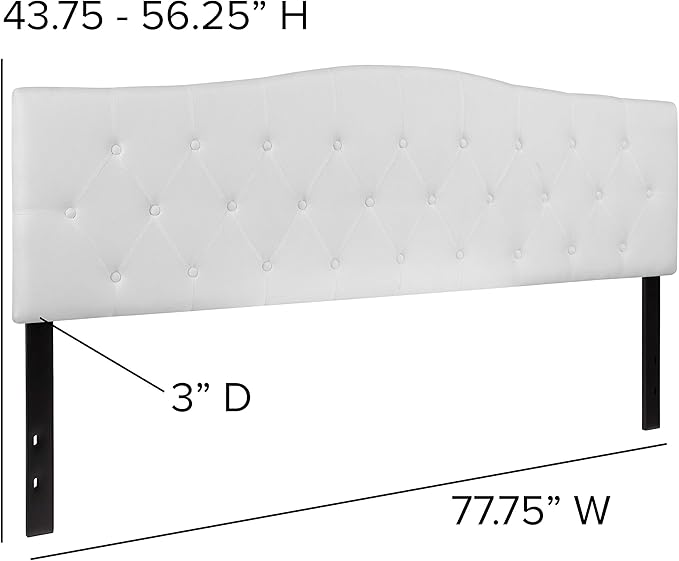 EMMA + OLIVER Tufted Upholstered King Size Headboard in White Fabric