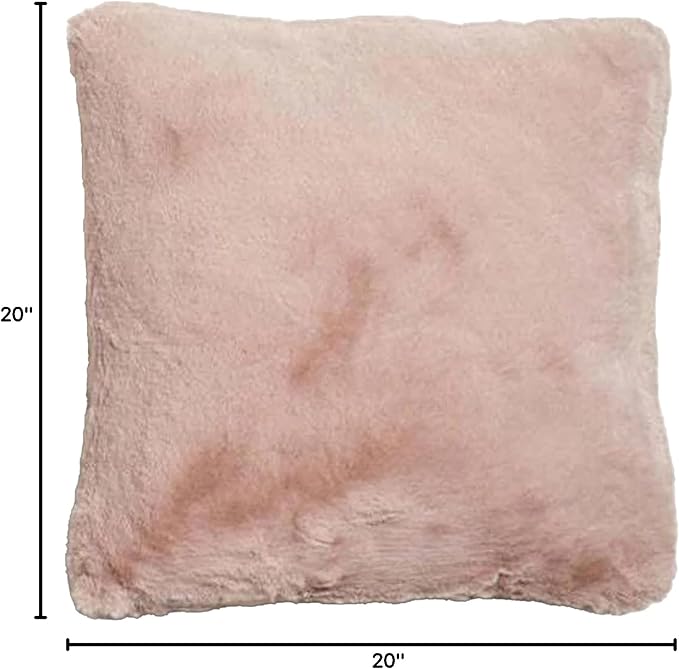 UnHide Squish - Faux Fur Pillow - Extra Soft Throw Pillow - Square Shaped Pillow, Polyester Fill - Machine Washable - Perfect for Living Room, Bedroom, or Guest Room - 20” x 20” - Rosy Baby
