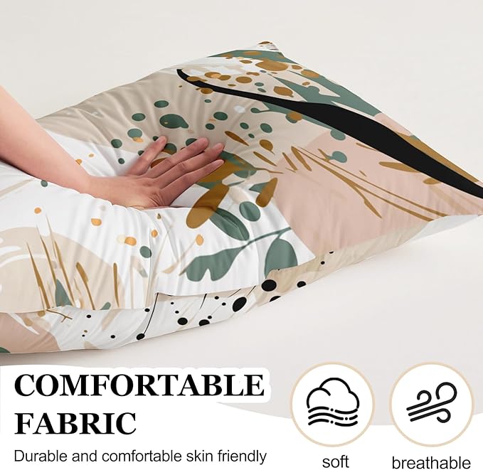 Microfiber Body Pillow Cover with Hidden Zipper,Comfortable Fabric,Floral Print Pattern Body Pillow Case,Lightweight and Breathable,The Size is 20 "X 54"(Flower-17)