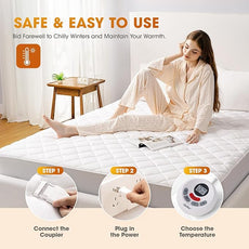 Heated Mattress Pad Full Size,Electric Mattress Pad with Preheat Functions,Bed Warmer with 12 Heat Settings Controller & 1-12 Hours Auto Shut Off,Machine Washable (54