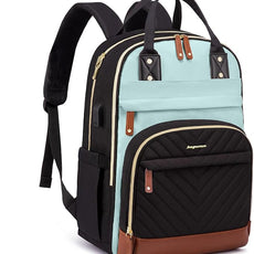 Laptop Backpack for Women Work Bookbag: 15.6 Inch College Backpacks with USB Charger School Bag Waterproof Travel Computer Back Pack Anti-Theft Casual Bookbags for Girls Teacher Nurse Black-Light-Blue