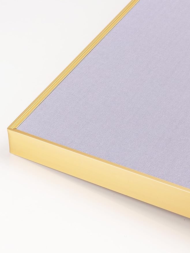 Bulletin Board 30 x 20 inches, Light Lavender Pin Board, Golden Aluminum Framed Fabric Cork Board with 10 Push Pins