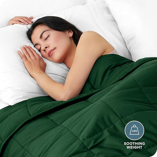 Bare Home Weighted Blanket King Size 25lb (80" x 87") for Adults - All-Natural 100% Cotton - Premium Heavy Blanket Nontoxic Glass Beads (Forest Green, 80"x87")