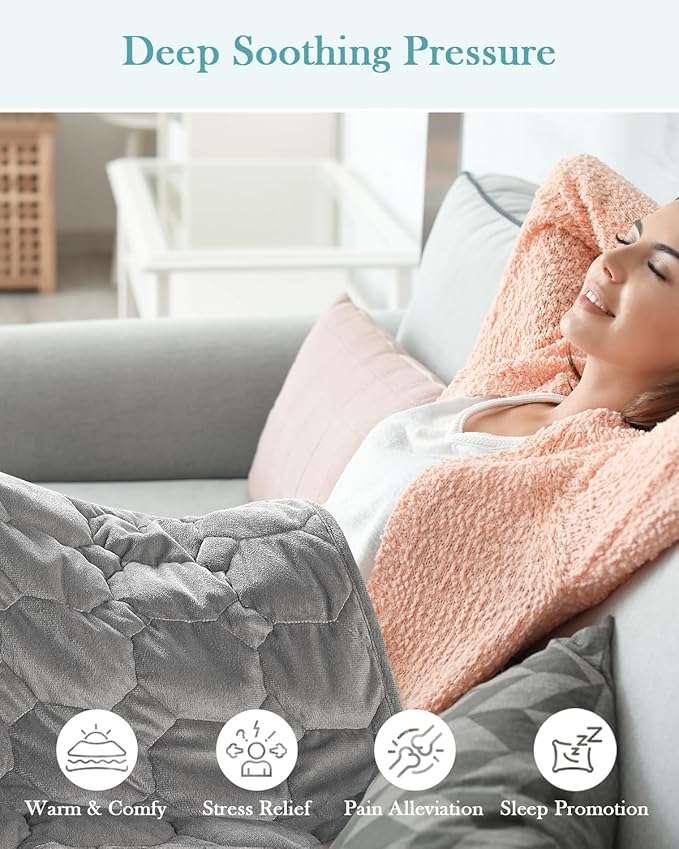 Topblan Weighted Lap Blanket Small Weighted Blanket Throw Grey 24x29 inches 5lbs, for Adults, Machine Washable, Skin Friendly, for Relaxation, for Calming, for Napping, All-Season Sleeping, Travel