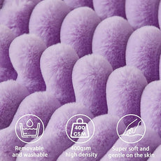 Headboard Pillow + A Long Neck Roll Pillow Body Pillow，Faux Fur Headboard Wedge Pillow with Removable Cover (Purple, Queen：59x8x20 inches)