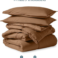 Bare Home Comforter Set - Queen Size - Ultra-Soft - Goose Down Alternative - Premium 1800 Series - All Season Warmth (Queen, Caramel)