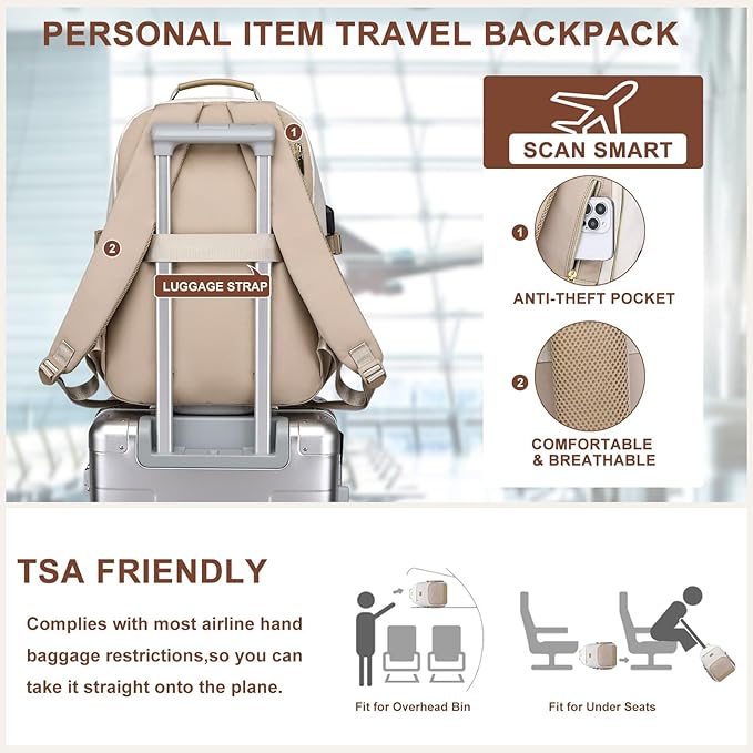 Laptop Backpack for Women Bookbag: 15.6 inch Work School Backpacks with Pouch Pocket for Large Capacity Cup & USB Charger College Book Bag Travel Business Nurse Teacher Bookbags Anti-theft Back Pack