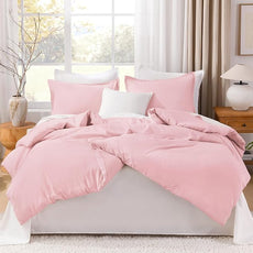 Litanika Comforter Set, Lightweight Solid Bedding Comforter Set, Fluffy Down Alternative Bed Set, Baby Pink, King