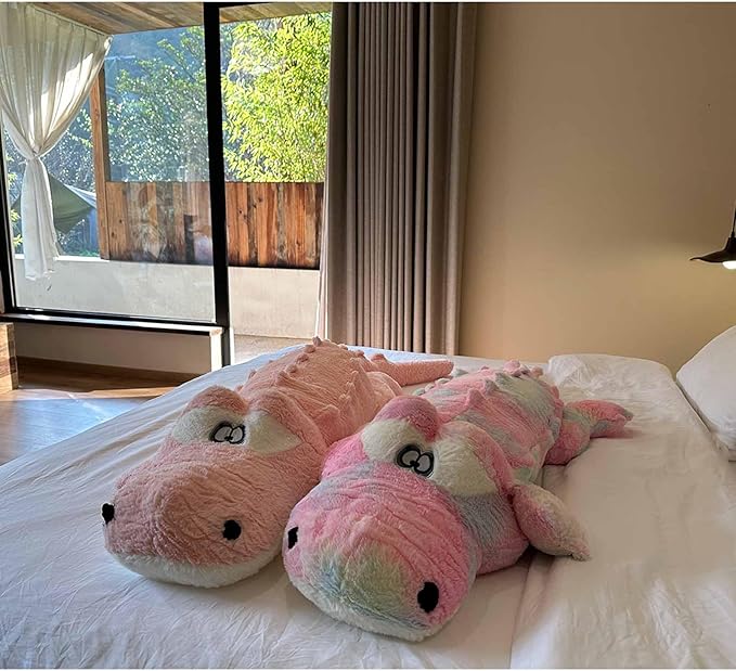 Hofun4U Alligator Plush Pillow, 46 inch Alligator Stuffed Animal, Home Decoration Christmas Valentine’s Birthday Gift for Boys Girls Adults Kids (Pink)