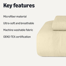 Amazon Basics Brushed Microfiber Comforter Set, Extra Soft with Natural Texture, 2-Piece, Twin/Twin XL, Beige