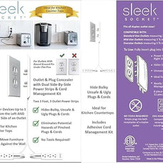 Sleek Socket Original & Patented Ultra-Thin Outlet Concealer with Cord Concealer Kit, Flat Extension Cord with Multi Outlets Power Strip, Ideal for Home Improvement, Hide Bulky and Messy Cords