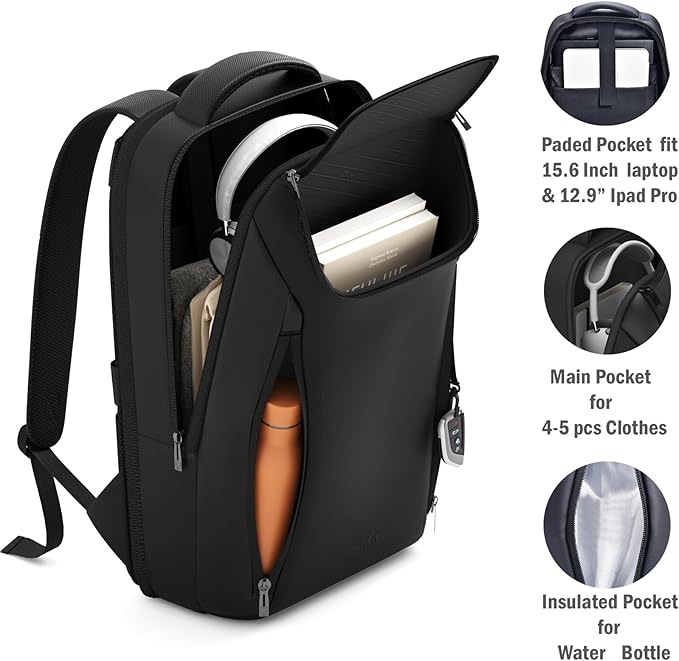Expandable Travel Backpack, Business Laptop Backpack,Commute Backpack with USB Charging Port fit 15.6 Inch Laptop