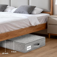 punemi Low Profile Under Bed Storage, 5 inches High Underbed Storage Containers With Sturdy Sidewalls & Bottom, Slim Under Couch Sofa Storage, Shallow Under Bed Organizer Clothes Storage Bins, 2Pack