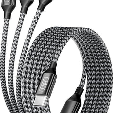 100W USB C Cable, Multi Charging Cable Fast Charging 5FT, 3 in 1 USB C Charger Cable with E-Mark Chip, Multi Charger Cord with Type-C, Micro USB, IP Port for iPhone16/15/MacBook/iPad/Samsung (1Pack)