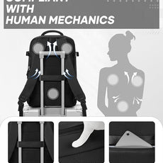 suwasp Vacuum Compression Backpack, 45L Expandable Travel Backpack with Electric Vacpack Pump, Travel Vacuum Bags with Shoe Compartment/17inch Laptop Compartment/Waterproof Pocket, Black