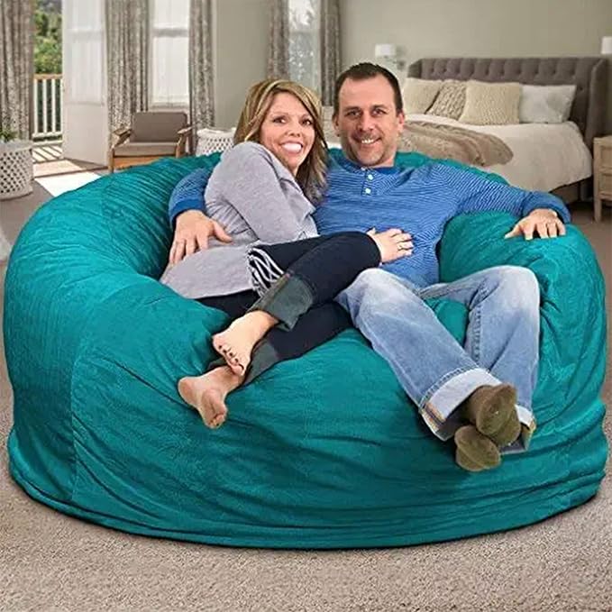 ULTIMATE SACK 6000 6-Foot Bean Bag Chair, Teal Suede Cover – Oversized Foam Lounger, Floor Seat, Small Sofa, or Couch Bed for Living Area, Gaming Room, or Reading Lounge