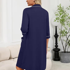 Ekouaer Zipper Robes for Women 3/4 Sleeve Housecoats Knee Length Bathrobe Lightweight Nightgown with Pockets S-3XL