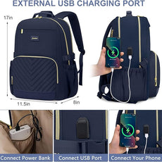 Laptop Backpack for Women Bookbag: 15.6 inch Work Backpacks with Pouch Pocket for Large Capacity Cup & USB Charger College Book Bag Travel Business Nurse Teacher Bookbags Anti-theft Back Pack