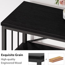 HSH Black Low Bookshelf, Wood Metal 3 Tier Long Horizontal Bookcase for Bedroom, Large Open Etagere Bookshelves with Storage for Home, Wide Under Window Book Shelf for Office Living Room, 70 Inch