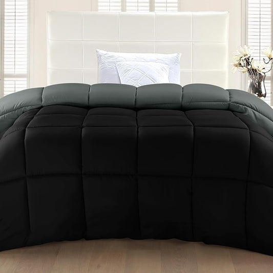 Utopia Bedding Comforter Duvet Insert, Quilted Comforter with Corner Tabs, Box Stitched Down Alternative Comforters King Size (Black/Grey)