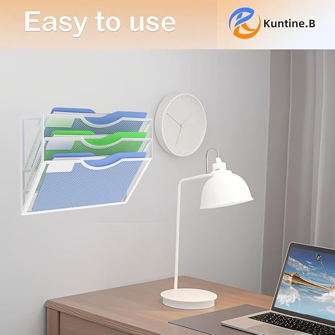 Kuntine.B Wall File Organizer (White, 3 Tier)
