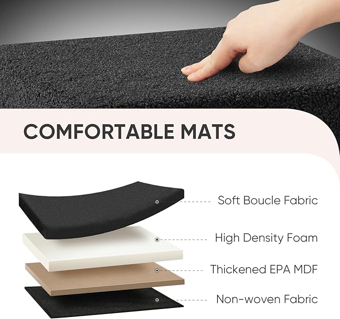 PINPLUS Storage Ottoman Cube Square Shaped Ottomans with Storage Foot Stool Footrest for Lving Room Boucle Ottoman Seat for Dorm Room,Faux Teddy Fur Black, 11.8"x11.8"x11.8"