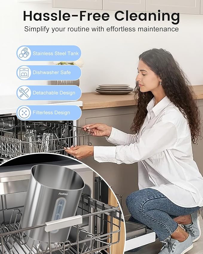 Feekaa Stainless Steel Humidifier Dishwasher Safe, 4L/1Gal Cool Mist Humidifiers for Bedroom, Easy Clean Humidifier Large Room, Humidifiers for Baby Nursery Living Room Office Plant, White