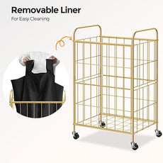 Laundry Hamper with Wheels, 90L Laundry Basket with Handle, Laundry Sorter with Removable Liner Bag