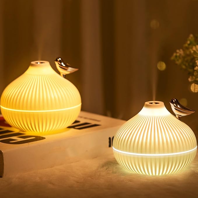 Cool Mist Humidifier, 300ml Bedside Humidifier with Dual Color Light uiet Humidifiers Diffuser Top Refill Water Humidifiers Rechargeable Room Humidifier for Bedroom