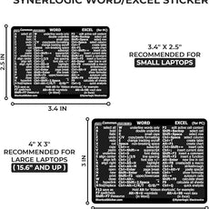 Synerlogic (5pcs) Word/Excel Windows Shortcut Sticker | Reference Guide Keyboard Shortcuts | Work from Home Essentials | Excel Shortcuts Cheat Sheet Laminated Vinyl (Black/Small/5)