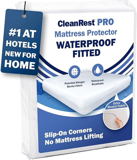 CleanRest Waterproof Mattress Fitted Sheet Protector, Ultimate Defense Against Spills and Wear, MicronOne Allergen Barrier, Breathable, Chemical-Free, Fits Mattress Depths 12" to 21" (King)