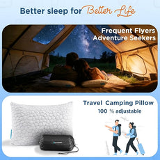 SUPA MODERN Cooling Bed Pillows for Sleeping 1 Pack Small Shredded Memory Foam Pillow Camping Travel Pillow - Compressible Medium Firm, Breathable Cover, ldeal Backpacking Hiking, Airplane and Car