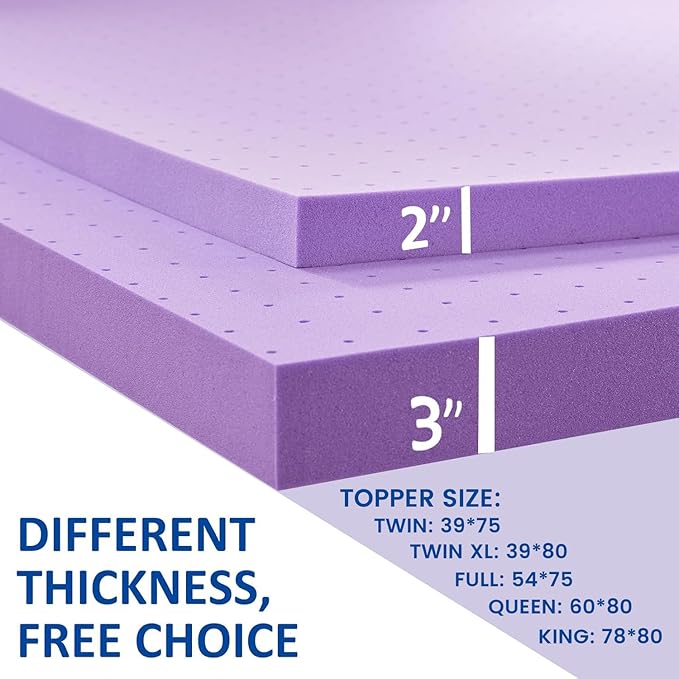SINWEEK 2 Inch Gel Memory Foam Mattress Topper Ventilated Soft Pressure Relieve Mattress Pad, Breathable Bed Topper, CertiPUR-US Certified, King Size