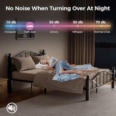 Full Size Bed Frames with Headboard, Noise-Free Design & Underbed Storage Heavy Duty Metal Bed Frames No Box Spring Needed/Tool-Free Assembly