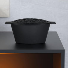 Fire Beauty Woodstove Steamer Stove Humidifier Cast Iron Lattice Top Rust Resistant 2.3 Quart Capacity (chicken)