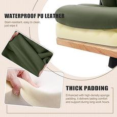 Office Chair, Ergonomic Computer Chair with Flip-up Arms Home Desk Chairs Comfy PU Leather Executive Mid Back Support Adjustable Height Tilt Lock Swivel Rolling Wheels, Green