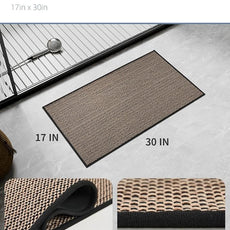 PADOOR Non-Slip Bath-Mats for Bathroom, Rubber-Backing Braided Absorbent Bathroom Mat Machine Washable Thin Bathroom Rugs Fit Under Door Quick Dry Bath Rugs for Floor, 17''x30'' Black