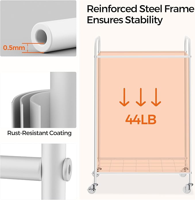 Laundry Hamper with Wheels, 90L Laundry Basket with Handle, Laundry Sorter with Removable Liner Bag