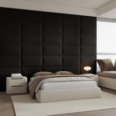 Premium Black Linen-Upholstered Headboard 24x12 Inch 12-Panel Set with High-Density Foam - Wall-Mounted or Freestanding Design for Queen/King Size Beds, Modern Bedroom Decor