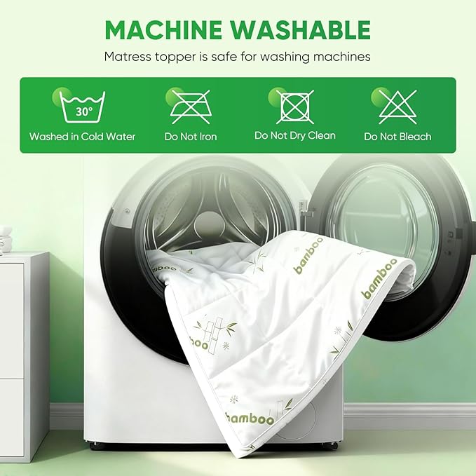 Twin Mattress Topper, 3 in 1 Memory Foam Mattress Topper for Back Pain, 2" Fluffy Cooling Mattress Toppers Twin Breathable Viscose Made from Bamboo and 2.5" Dual Firmness Gel Memory Foam.