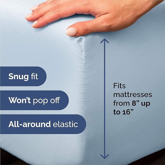 Split King 7 Piece Sheet Set - Cooling and Breathable Bed Sheets - Hotel Luxury Bed Sheets for Women, Men, Kids & Teens - Deep Pockets - Easy Fit - Soft and Wrinkle Free - Split King Sky Blue Sheets