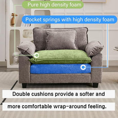 Modular Sectional Sofa, Comfy Cloud Couch Sectional Sofa, Chenille Sofa Sleeper Deep Seat Sofa with Throw Pillows for Living Room (Light Gray, 53