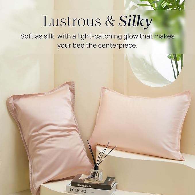 Queen Size 4 Piece Bed Sheet Sets, DeepSleep Tech Luxury Bedding Made with 100% Tencel Lyocell - Silky, Lustrous & Gentle on Skin | Dollhouse (2 Sheets, 2 Pillow Cases)