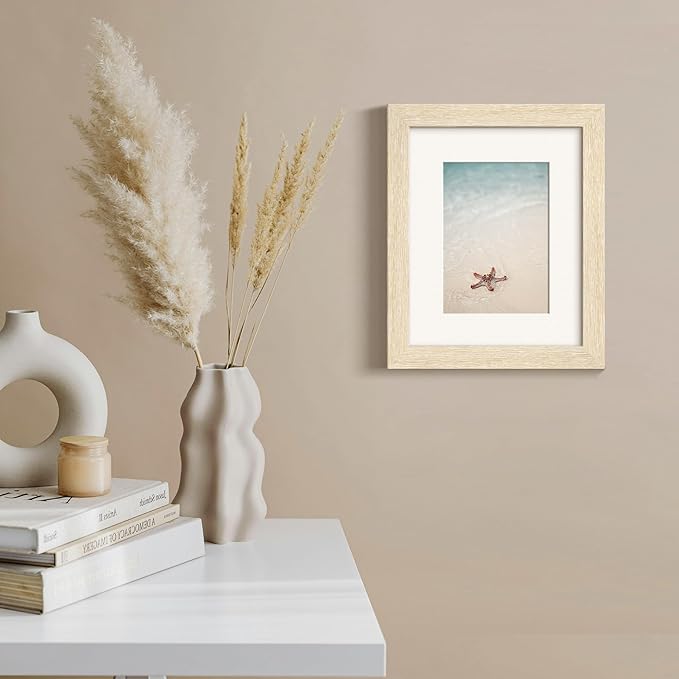 8x10 Picture Frame with Mat for 5x7 Set of 4, Natural Wood Grain 8 x 10 Gallery Wall Picture Frames for Tabletop or Wall Mounting(4 Pack, Natural)