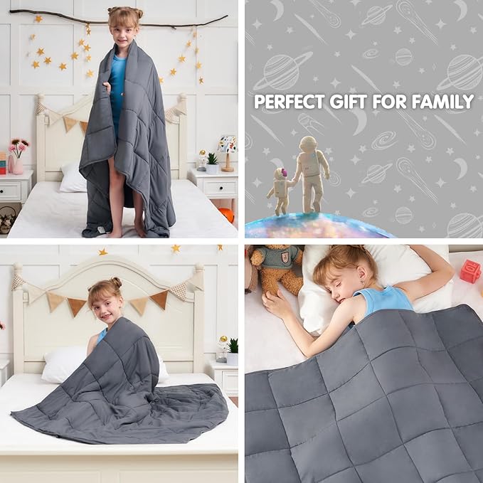 Weighted Blanket Kids 3lbs, 36"x48", Cooling Heavy Throw Blanket for 20-40lbs, Microfiber Soft Thick Big Blankets Weighted Comforter Breathable Gift for Sleeping, Grey