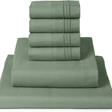 Mellanni Queen Sheet Set - 6-Piece Iconic Collection Bedding, (Including 4 Pillowcases), 16-Inch Deep Pocket, Easy Care, Extra Soft, Cooling Sheets, Brushed Microfiber - Sage