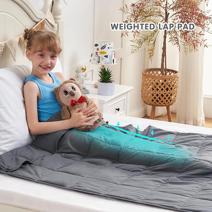 yescool Weighted Blanket 10 Pounds Twin Cooling Weighted Lap Blanket, Grey Heavy Blanket for Sleeping, Weighted Throw Blanket Gift for 80-110lbs, 40" x60