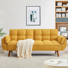 Convertible Futon Sofa Bed, Linen Sleeper Couch, 75