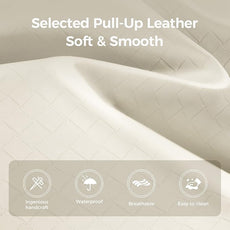 MAISON ARTS Off White Counter Height 24 inch Bar Stools Set of 2 for Kitchen Counter Solid Wood Legs with Faux Leather Padded Seat Farmhouse Barstools for 34